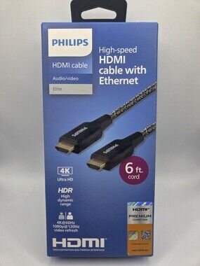 Philips HDMI Cable High Speed Audio/video Elite With Ethernet 6ft 4K Ultra HD...
